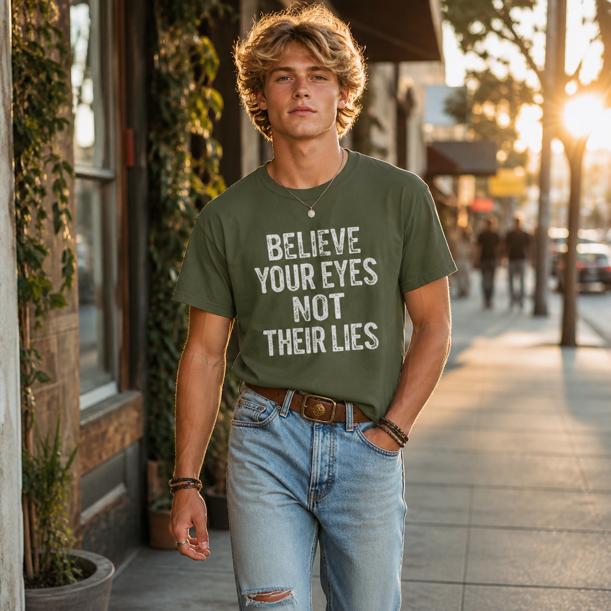 Believe Your Eyes Not Their Lies T-Shirt – Garment Dyed Heavyweight Tee | Political Statement Shirt