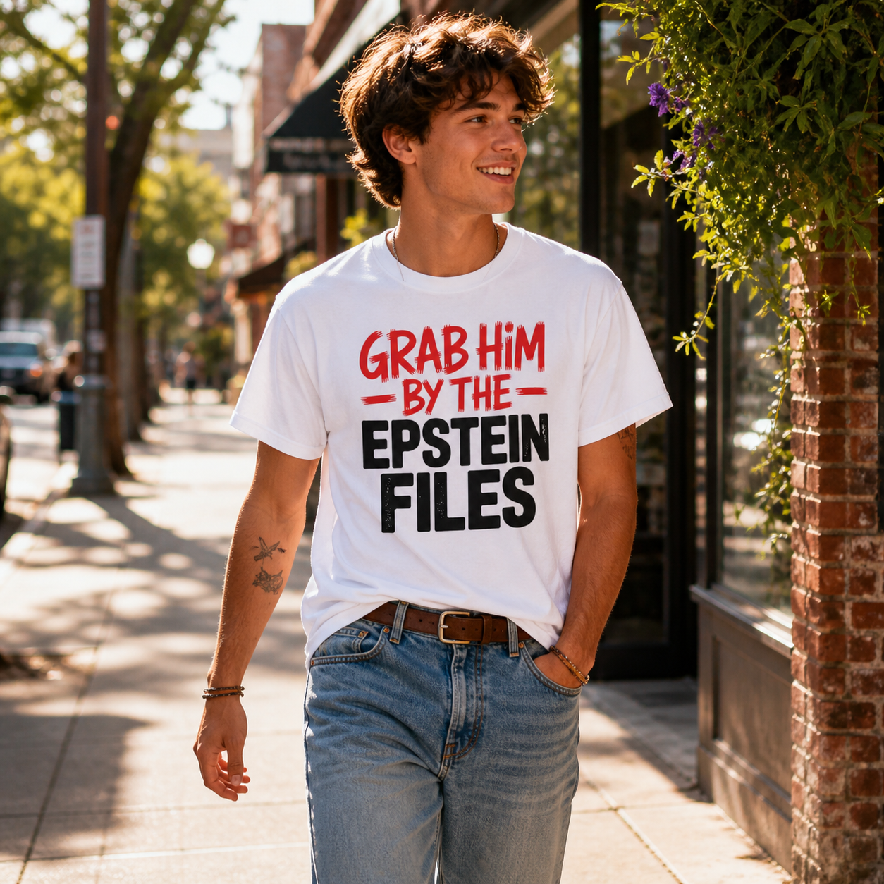 Grab Him by the Epstein Files T-Shirt – Garment Dyed Heavyweight Tee | Political Satire Shirt
