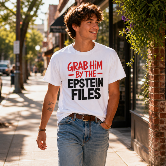 Grab Him by the Epstein Files T-Shirt – Garment Dyed Heavyweight Tee | Political Satire Shirt