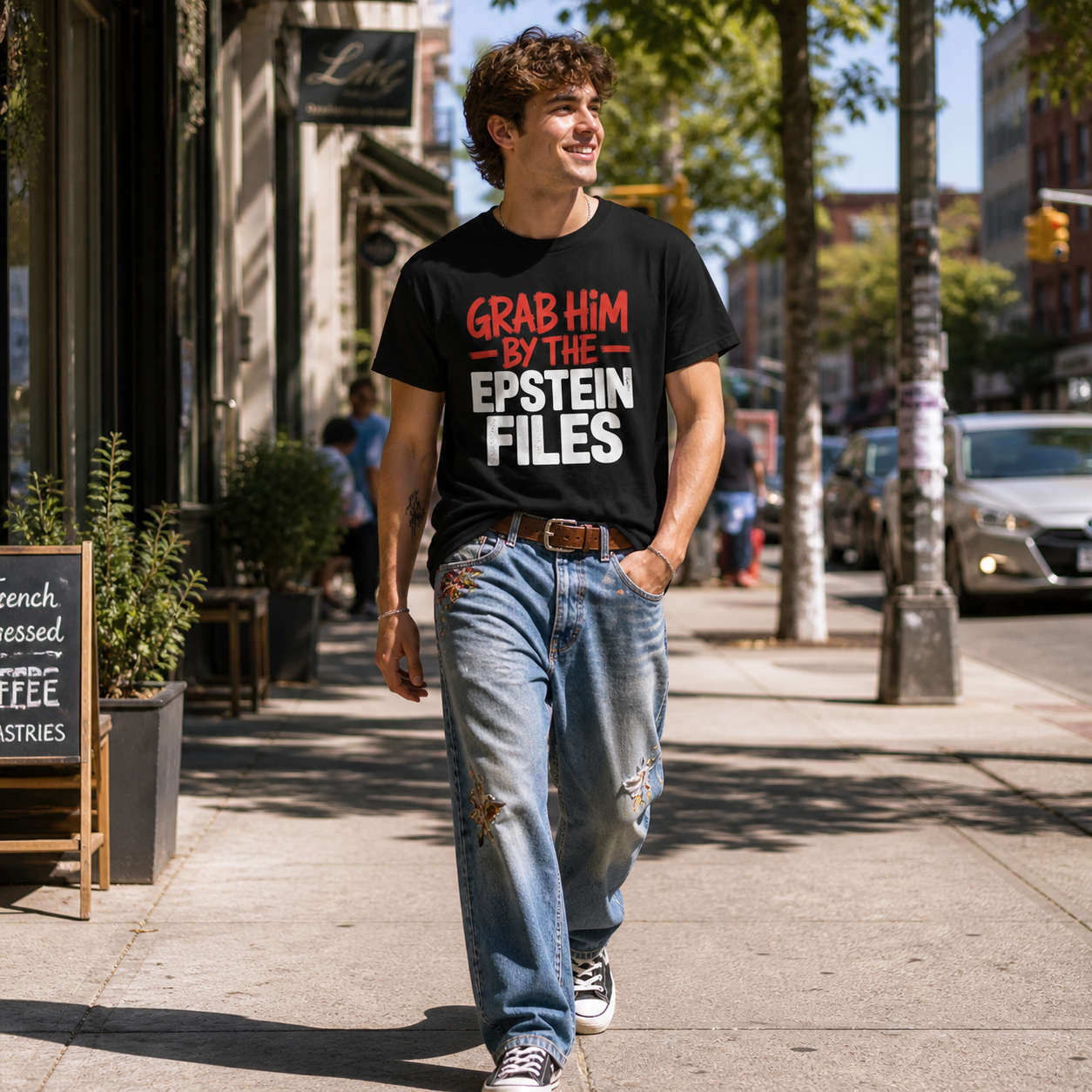 Grab Him by the Epstein Files T-Shirt – Garment Dyed Heavyweight Tee | Political Satire Shirt