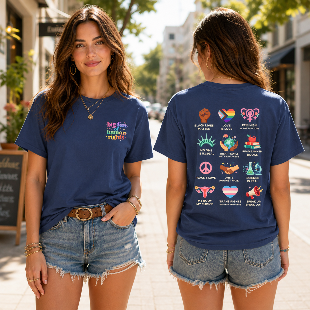 Human Rights Icons T-Shirt – Heavyweight Garment Dyed Tee | LGBTQ Ally Equality Shirt