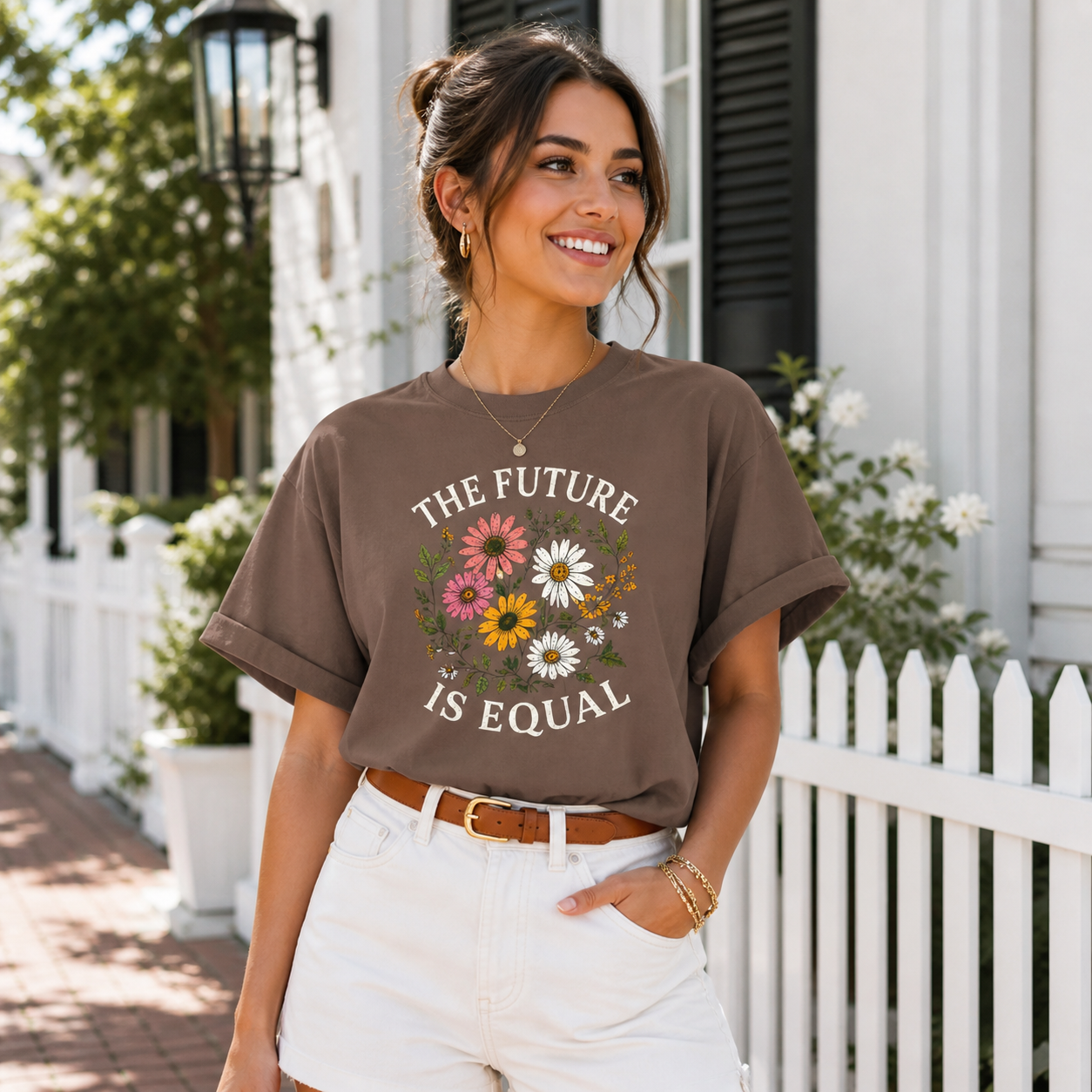 The Future Is Equal Floral T-Shirt – Garment Dyed Heavyweight Tee | Equality Shirt