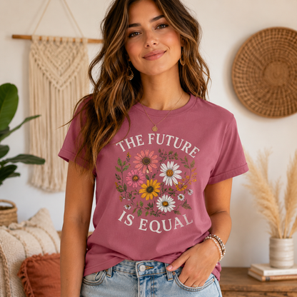 The Future Is Equal Floral T-Shirt – Garment Dyed Heavyweight Tee | Equality Shirt