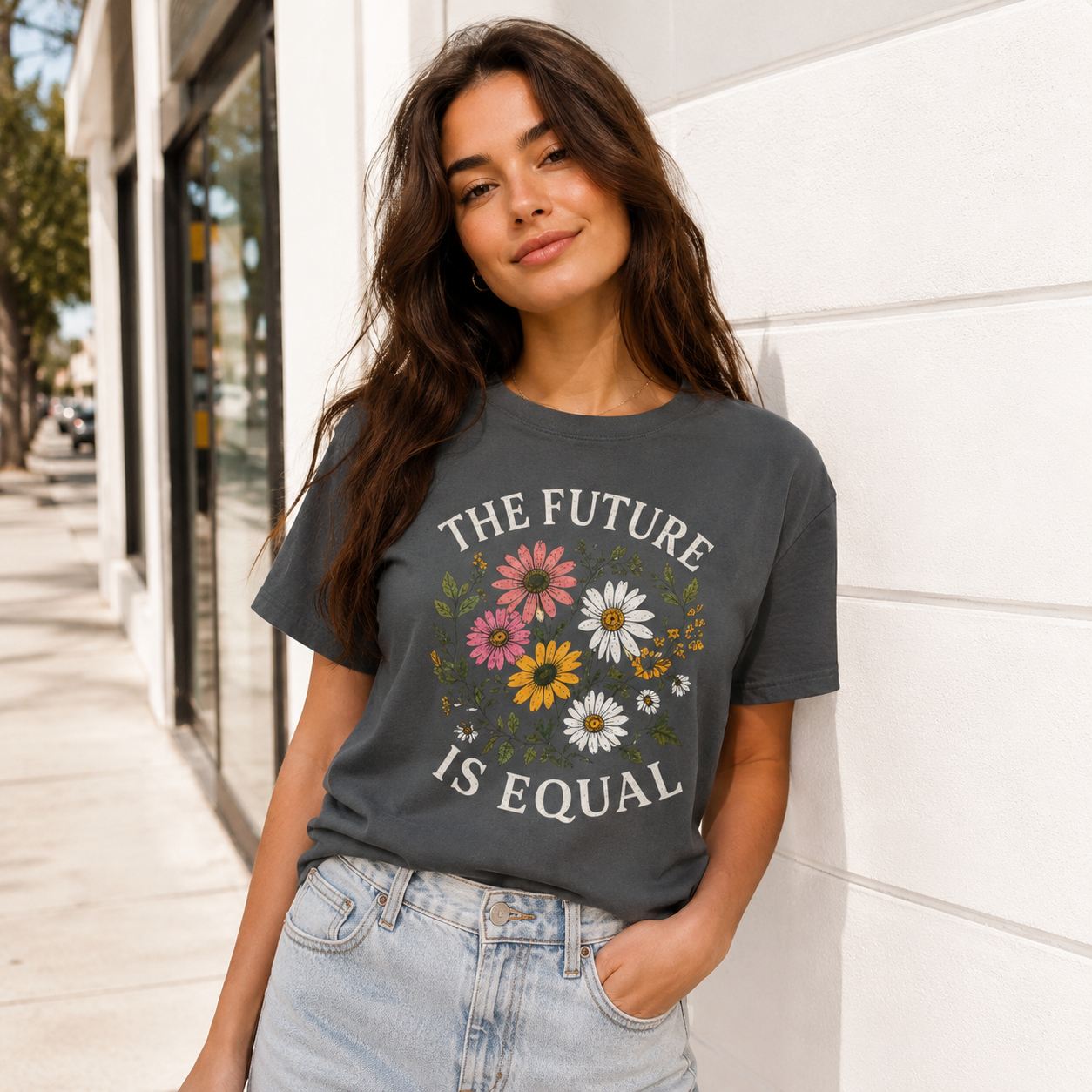 The Future Is Equal Floral T-Shirt – Garment Dyed Heavyweight Tee | Equality Shirt