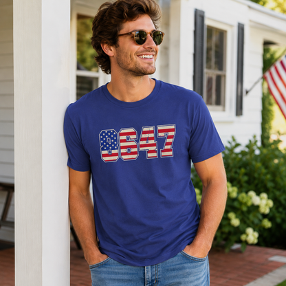 8647 American Flag T-Shirt – Vintage Athletic Tee | Patriotic Statement Shirt