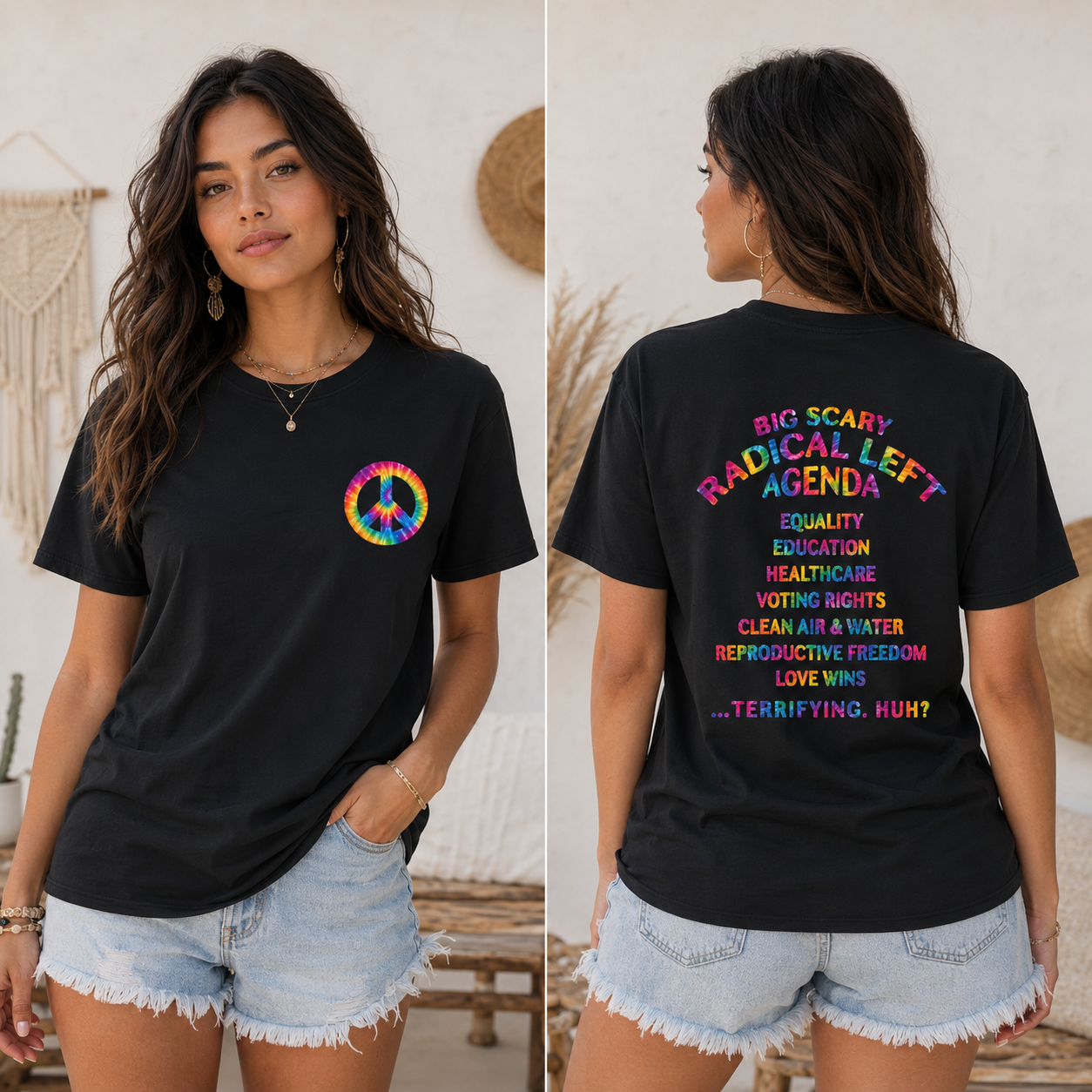Big Scary Radical Left Agenda Tie Dye T-Shirt – Lightweight Tee | Political Shirt