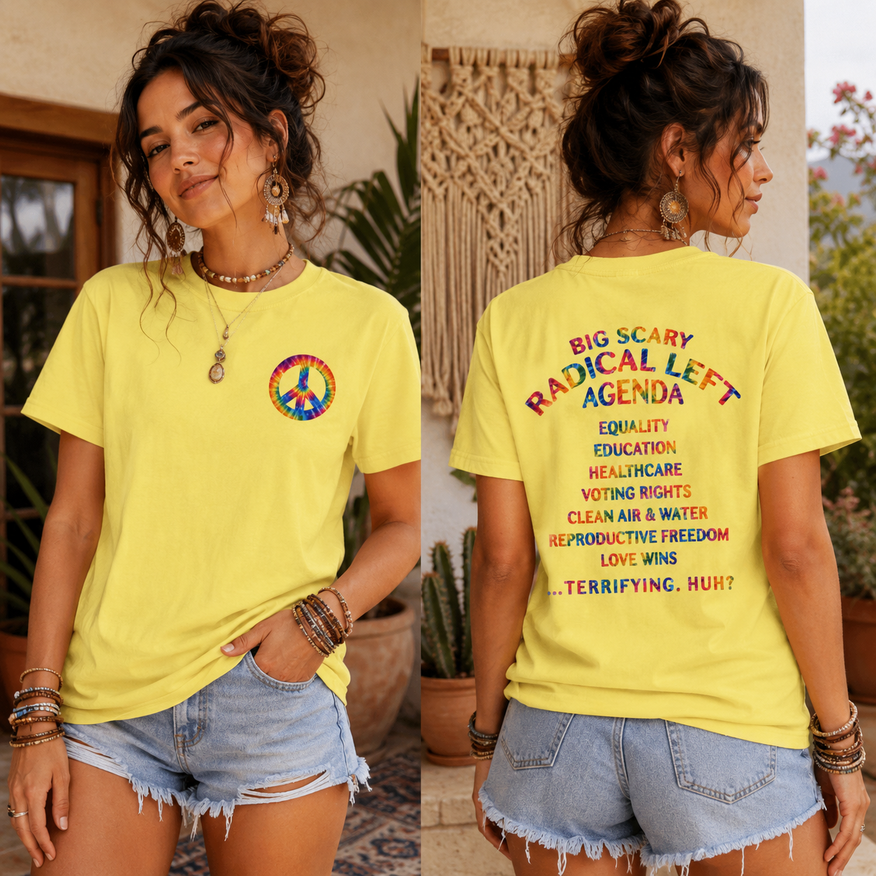 Big Scary Radical Left Agenda Tie Dye T-Shirt – Lightweight Tee | Political Shirt