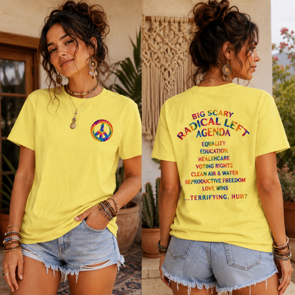 Big Scary Radical Left Agenda Tie Dye T-Shirt – Lightweight Tee | Political Shirt