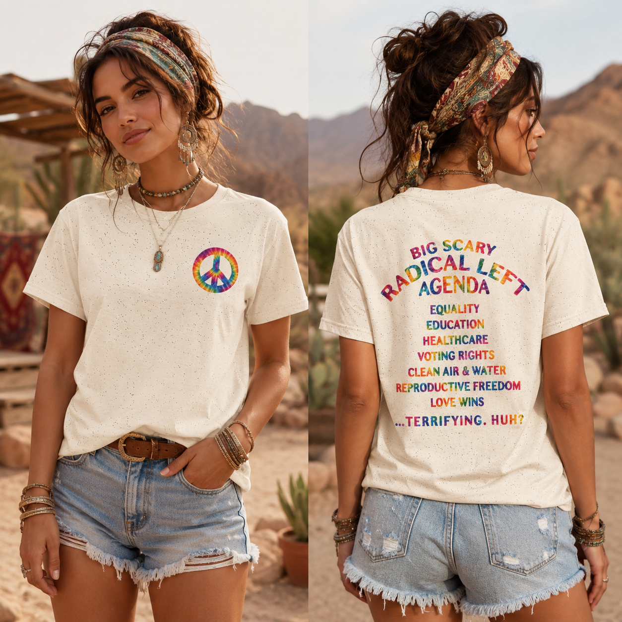 Big Scary Radical Left Agenda Tie Dye T-Shirt – Lightweight Tee | Political Shirt