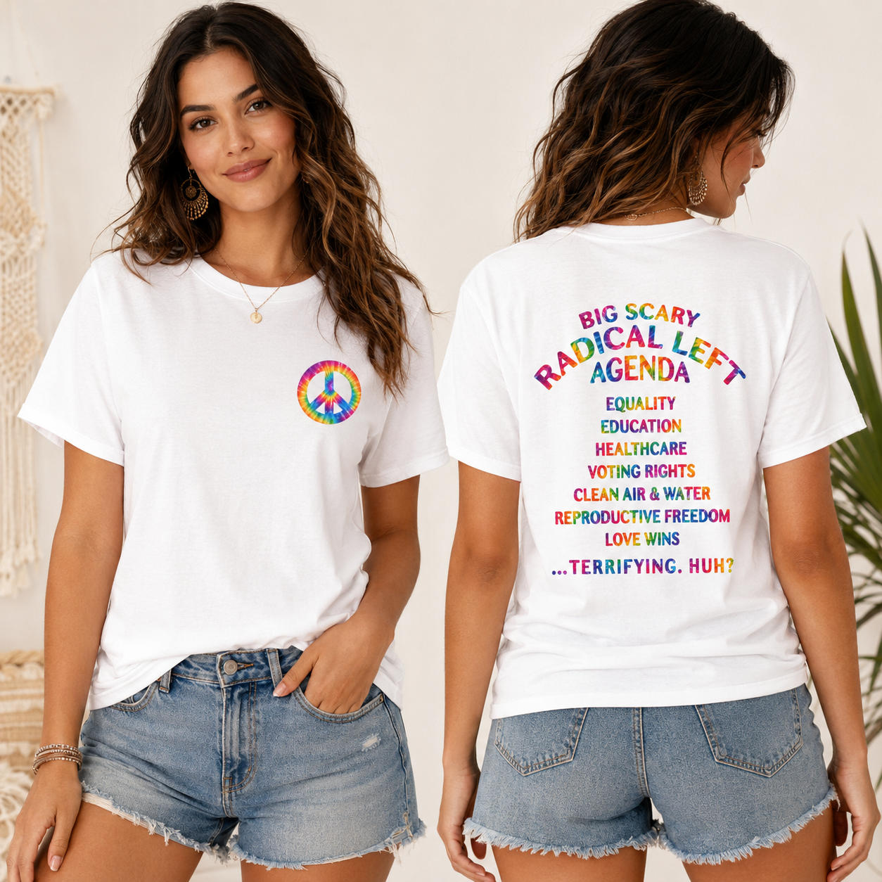 Big Scary Radical Left Agenda Tie Dye T-Shirt – Lightweight Tee | Political Shirt