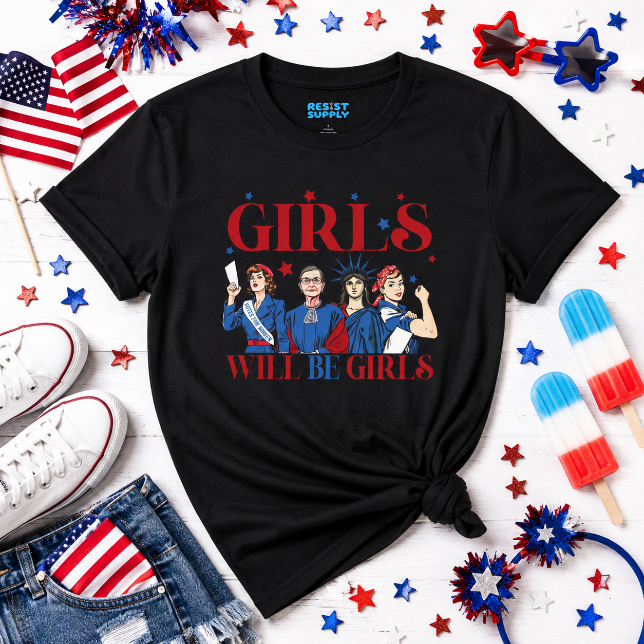 Girls Will Be Girls T-Shirt — Feminist Icons Graphic Tee
