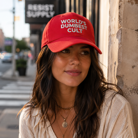World’s Dumbest Cult Embroidered Red Hat
