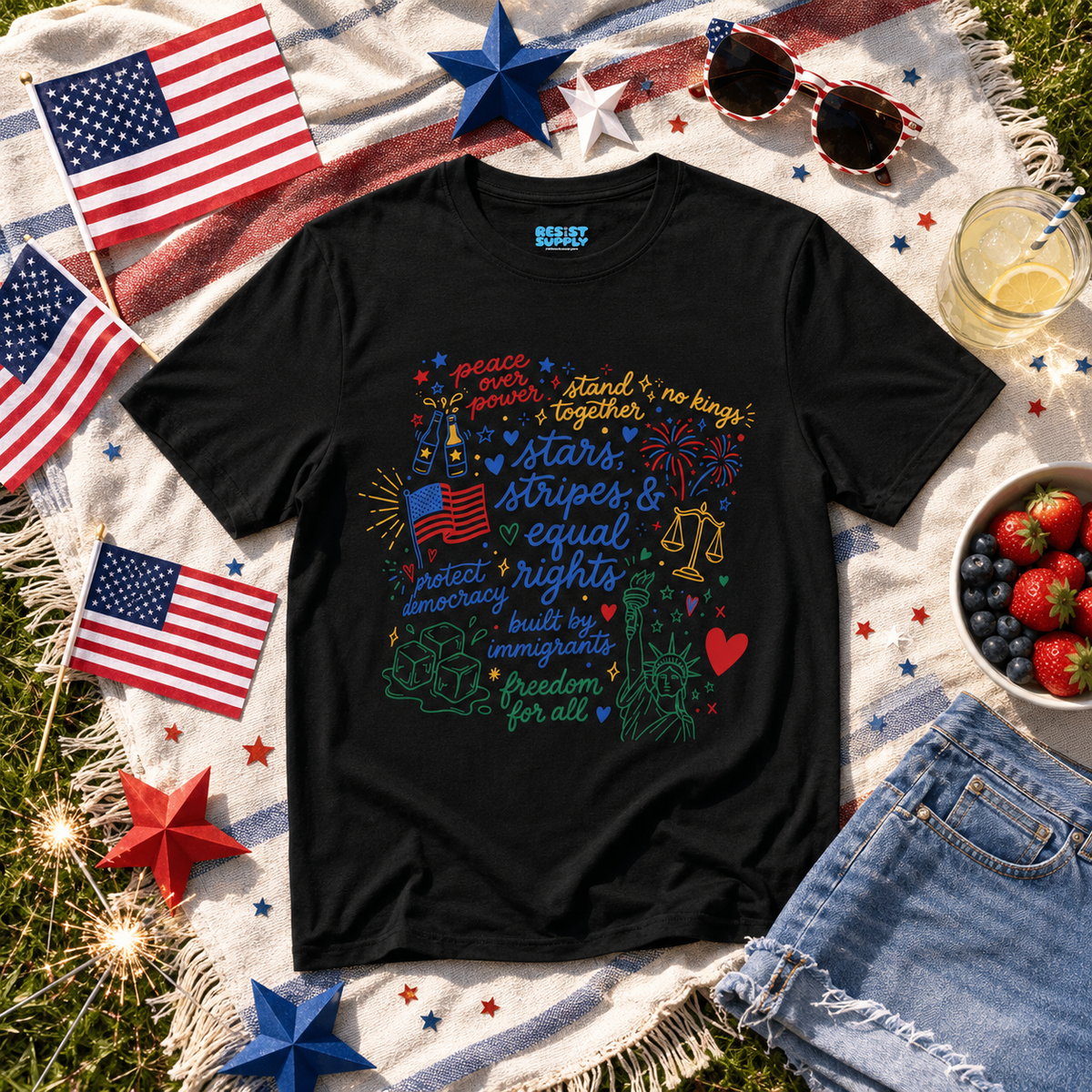 Patriotic 'Stars, Stripes & Equal Rights' Graphic T-Shirt