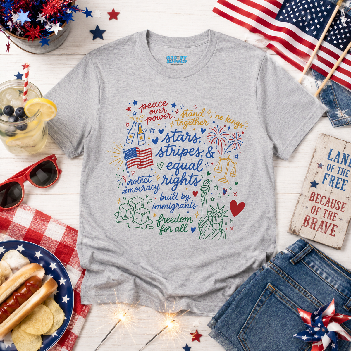 Patriotic 'Stars, Stripes & Equal Rights' Graphic T-Shirt
