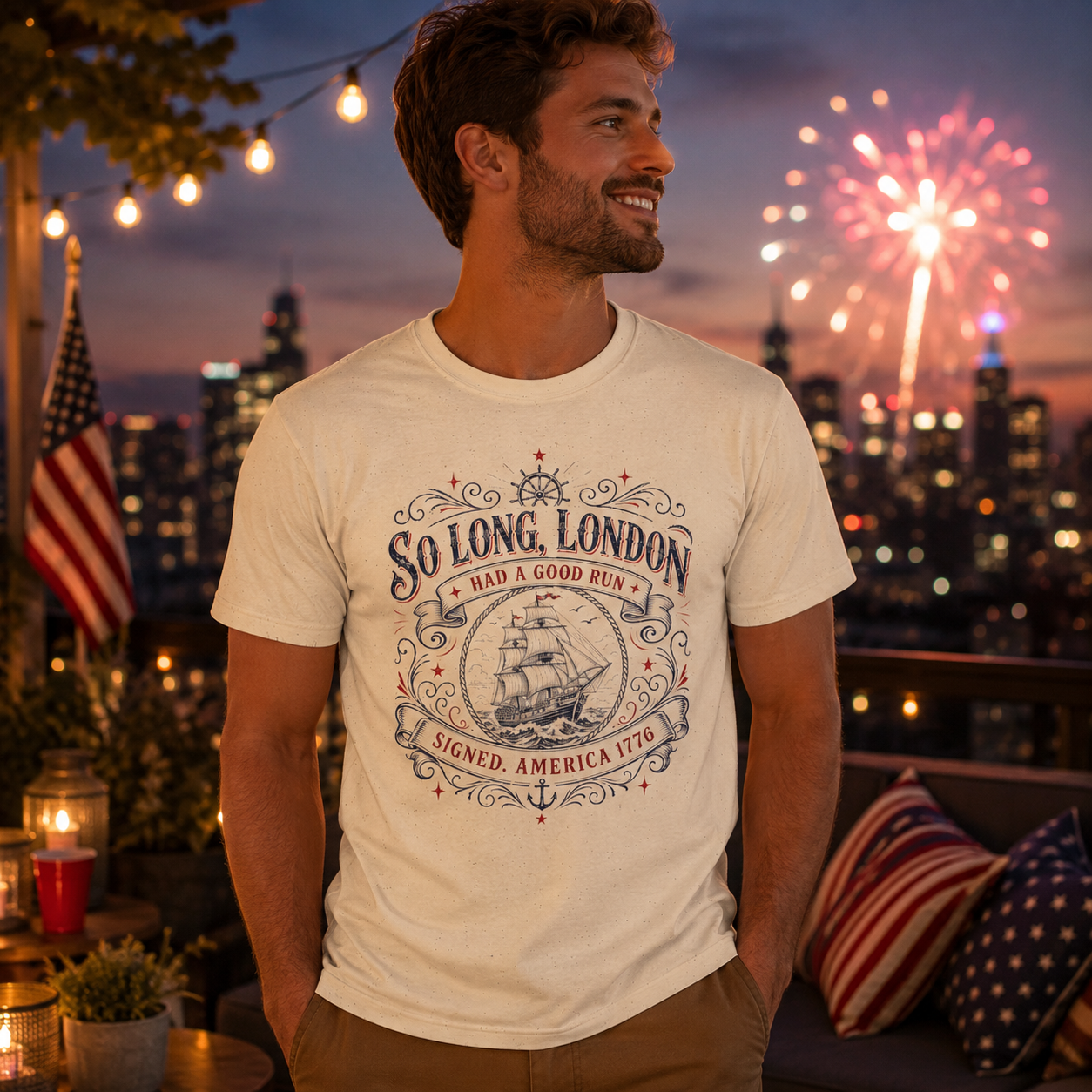 So Long, London Vintage Ship T-Shirt — Patriotic Graphic Tee