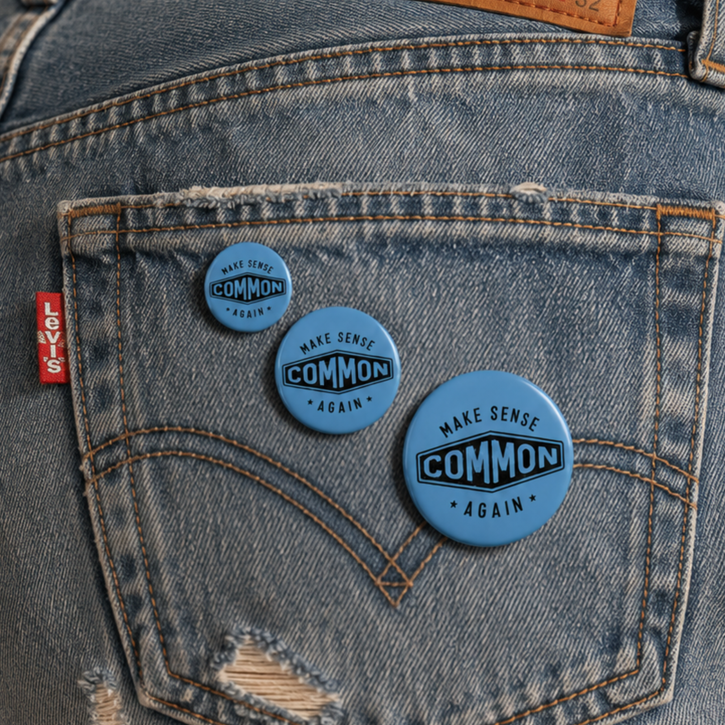 Make Sense Common Again - Pin Back Button - Political Statement Lapel Pin