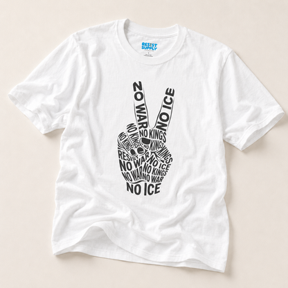 Peace Sign T-Shirt — "No War No Kings No Vice" Typography Tee
