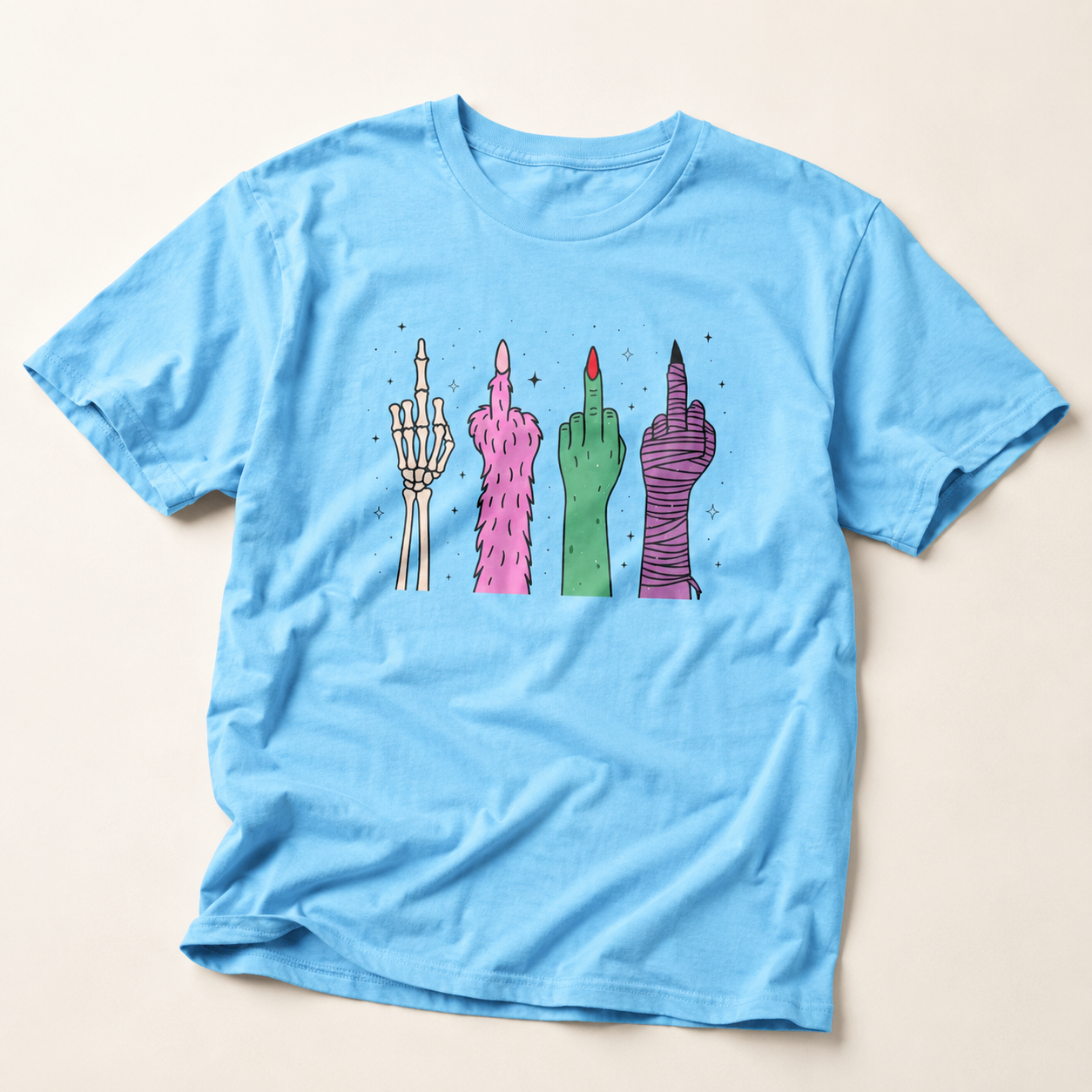 Middle Finger Monster Hands Graphic T-Shirt