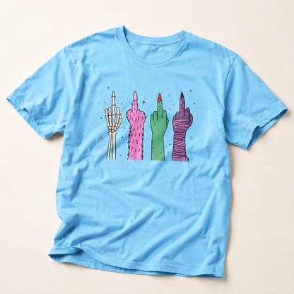 Middle Finger Monster Hands Graphic T-Shirt