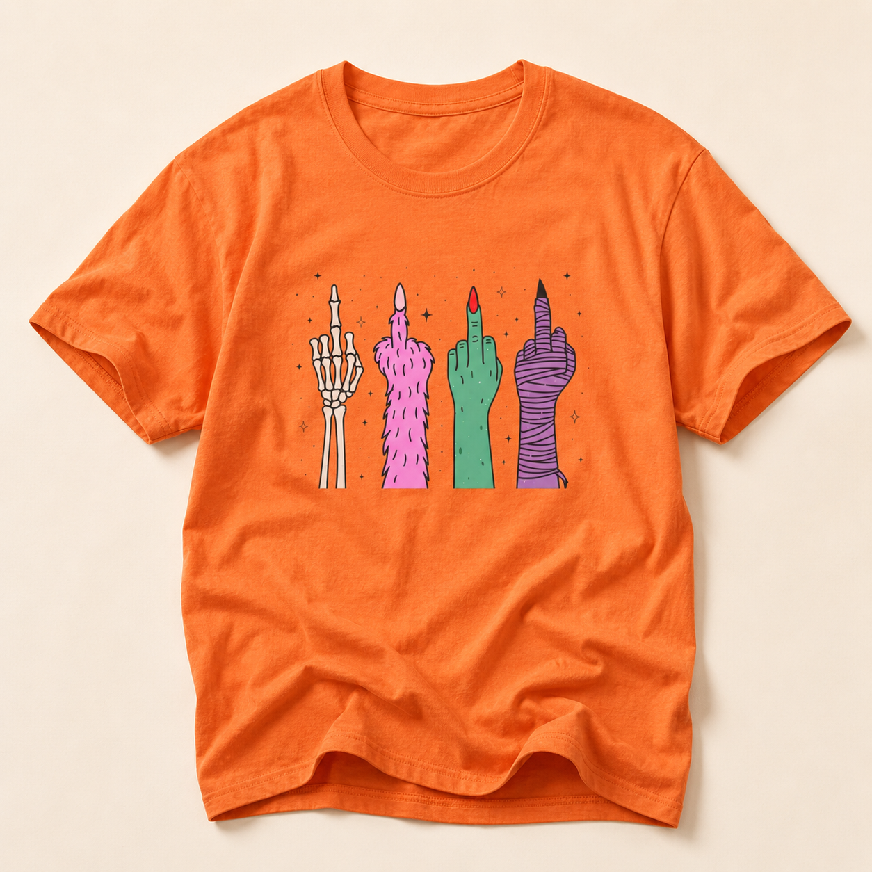 Middle Finger Monster Hands Graphic T-Shirt