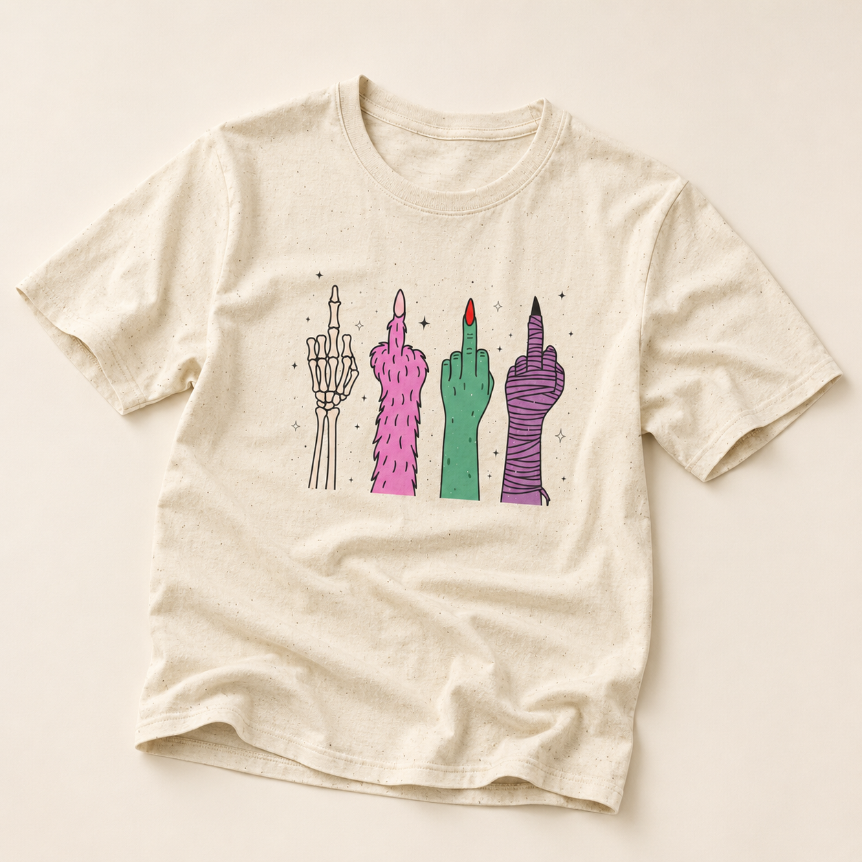 Middle Finger Monster Hands Graphic T-Shirt