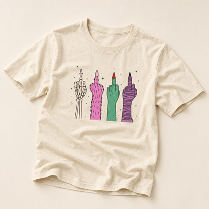 Middle Finger Monster Hands Graphic T-Shirt