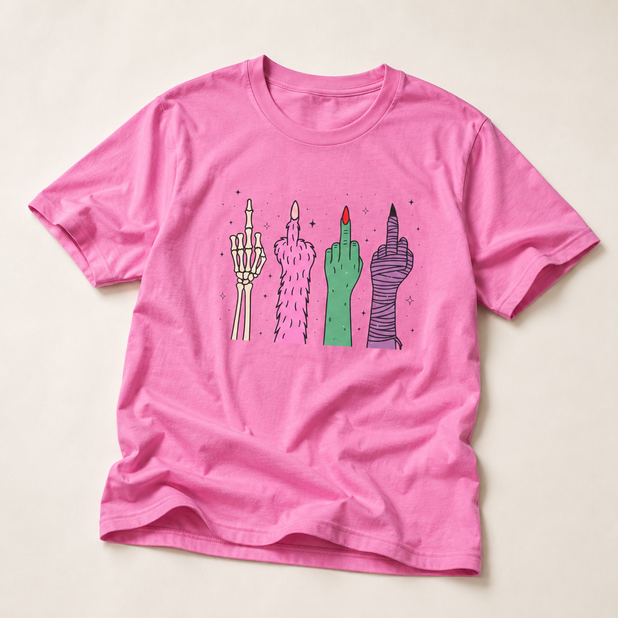Middle Finger Monster Hands Graphic T-Shirt