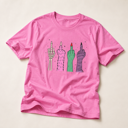 Middle Finger Monster Hands Graphic T-Shirt