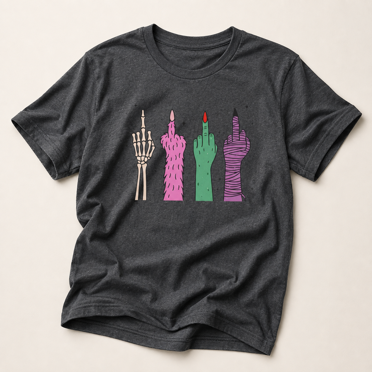 Middle Finger Monster Hands Graphic T-Shirt