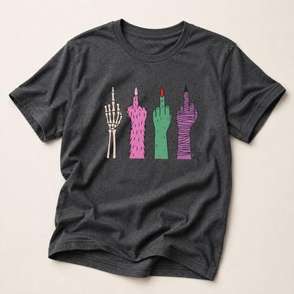 Middle Finger Monster Hands Graphic T-Shirt