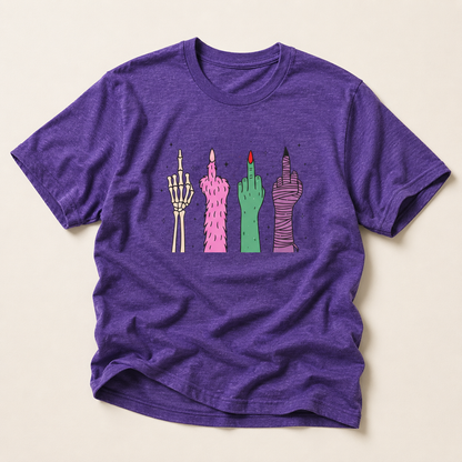 Middle Finger Monster Hands Graphic T-Shirt