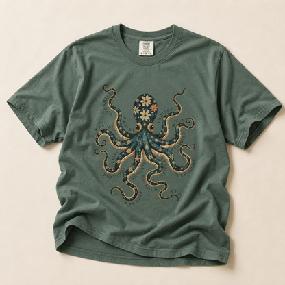 Octopus Floral T-Shirt — Subtle F*ck Trump Graphic Tee