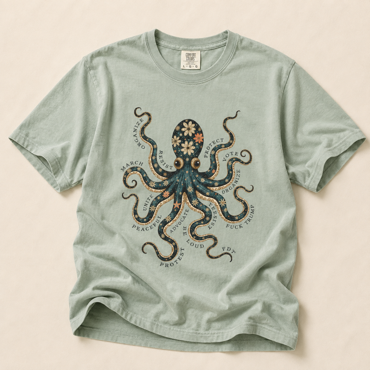 Octopus Floral T-Shirt — Subtle F*ck Trump Graphic Tee