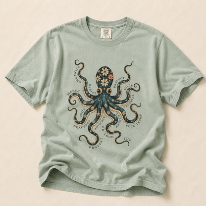 Octopus Floral T-Shirt — Subtle F*ck Trump Graphic Tee