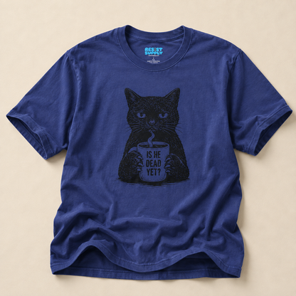 Is He Dead Yet? Black Cat Graphic T-Shirt