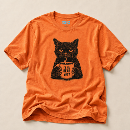 Is He Dead Yet? Black Cat Graphic T-Shirt