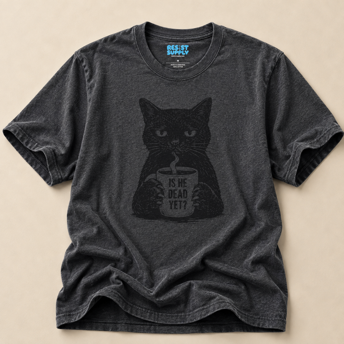 Is He Dead Yet? Black Cat Graphic T-Shirt