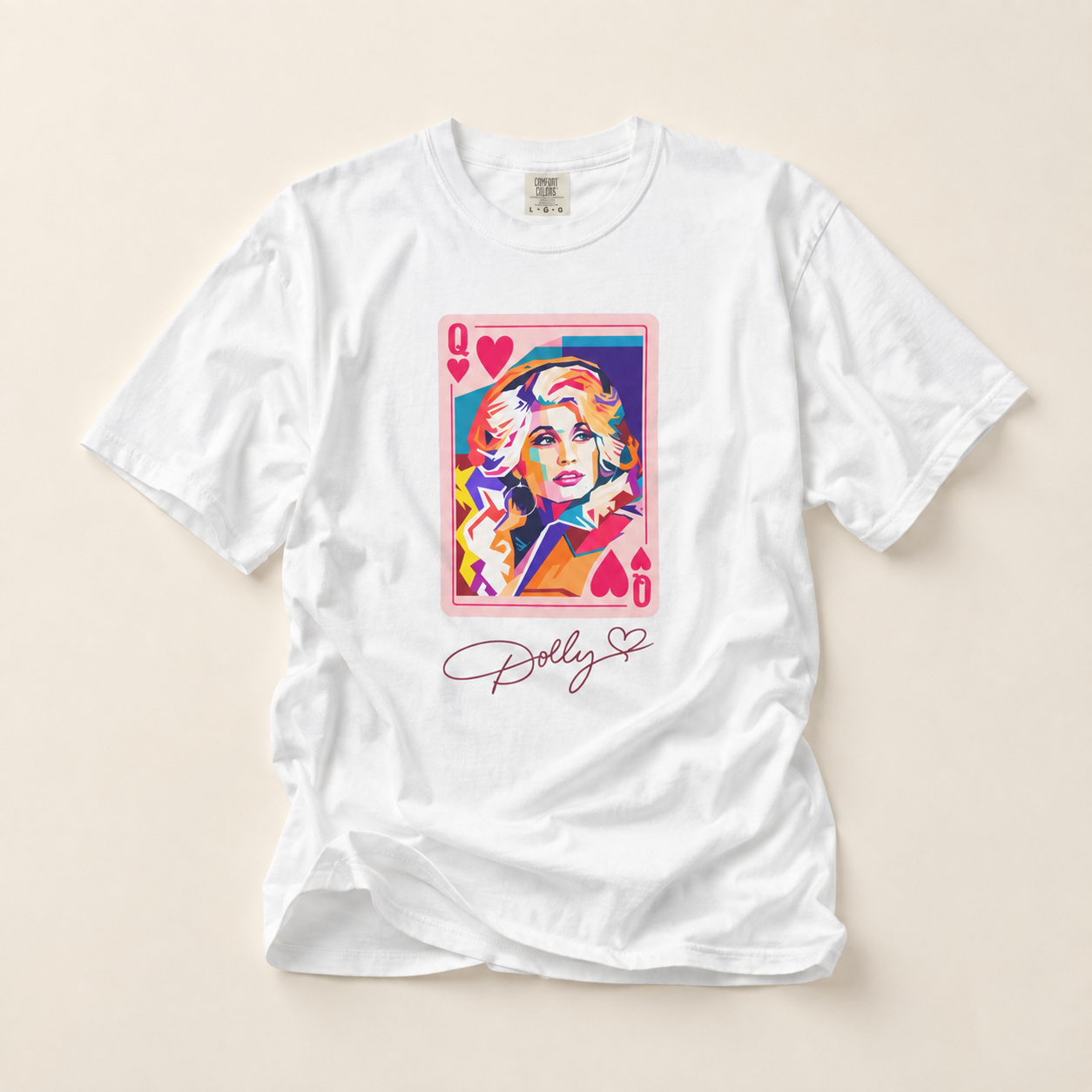 Dolly Queen of Hearts Tee — Colorful Pop Art Playing Card T-Shirt