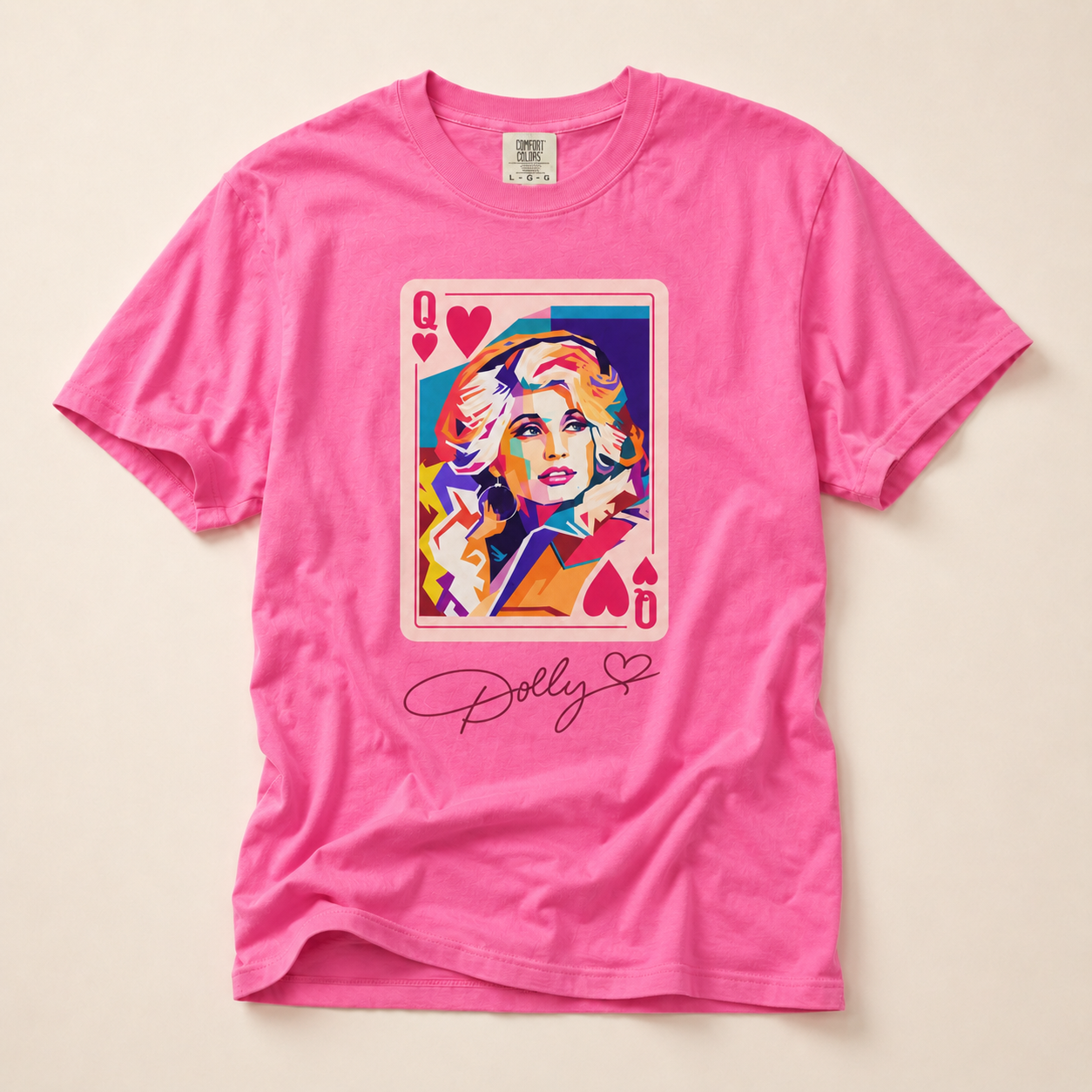 Dolly Queen of Hearts Tee — Colorful Pop Art Playing Card T-Shirt