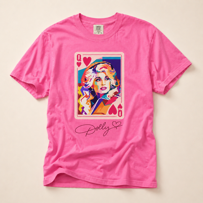 Dolly Queen of Hearts Tee — Colorful Pop Art Playing Card T-Shirt