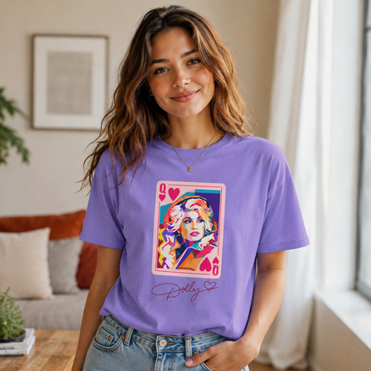 Dolly Queen of Hearts Tee — Colorful Pop Art Playing Card T-Shirt