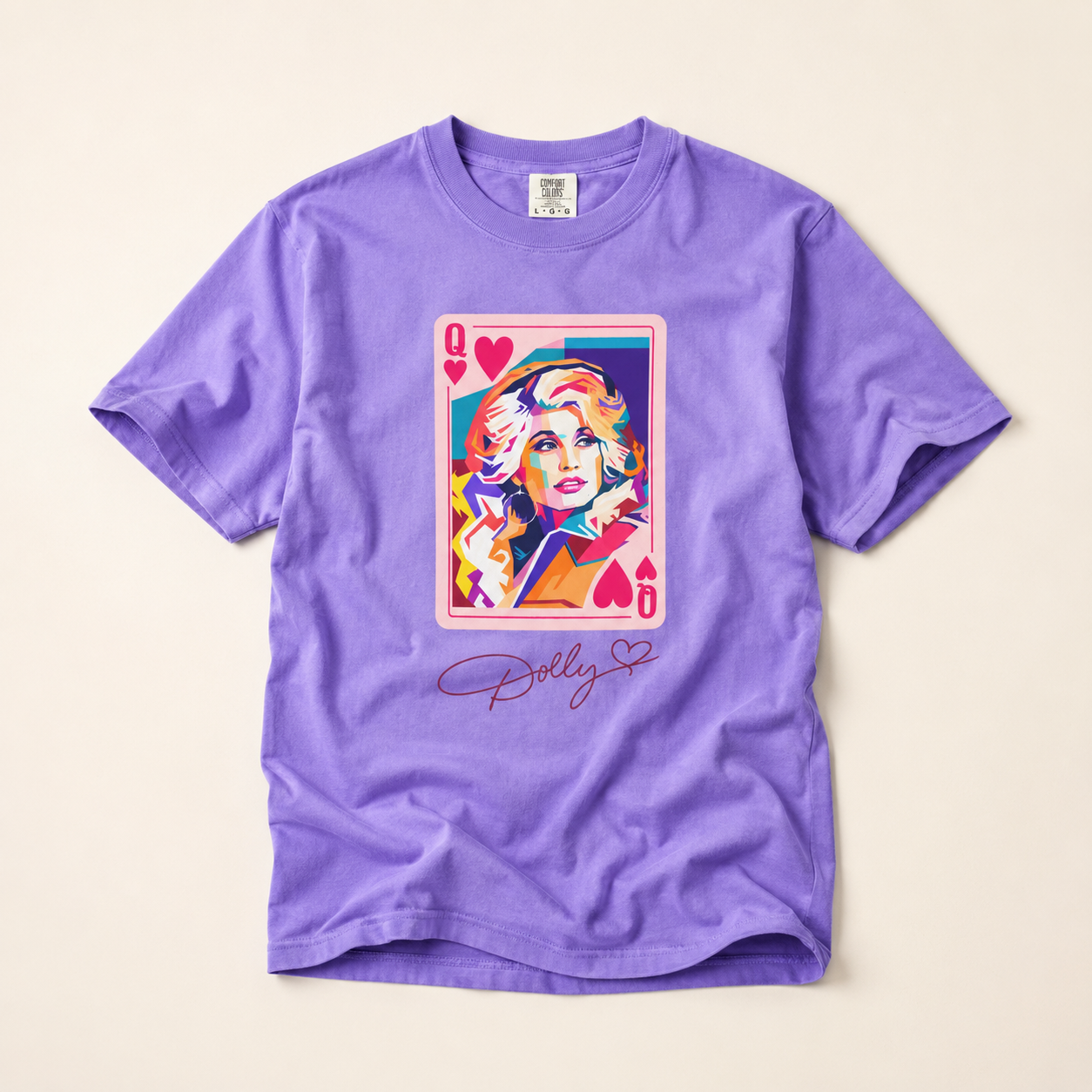 Dolly Queen of Hearts Tee — Colorful Pop Art Playing Card T-Shirt