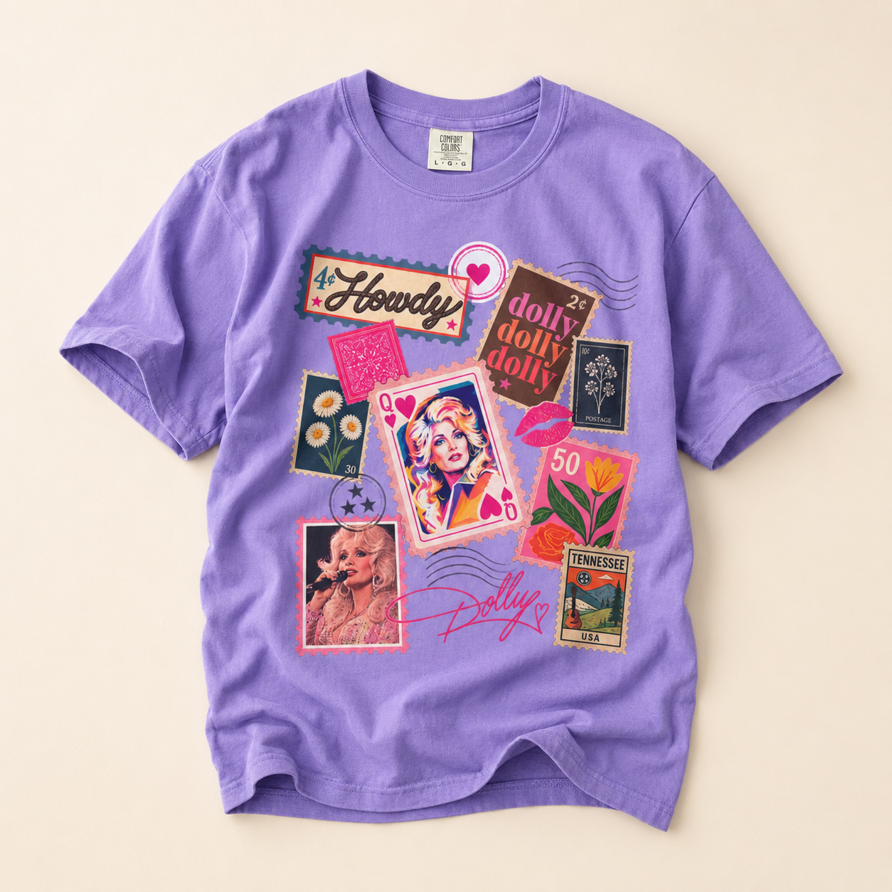 Dolly Parton Stamp Collage T-Shirt