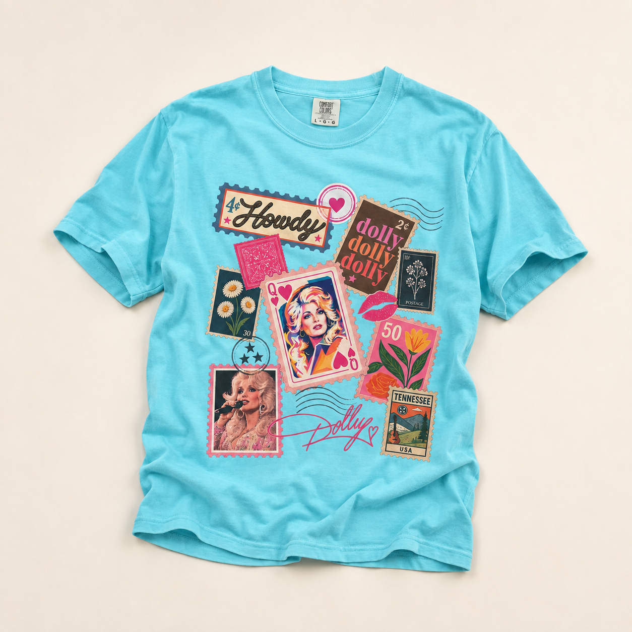 Dolly Parton Stamp Collage T-Shirt