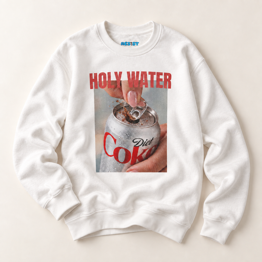 Holy Water Diet Coke Graphic Sweatshirt – Retro Soda Lover Crewneck