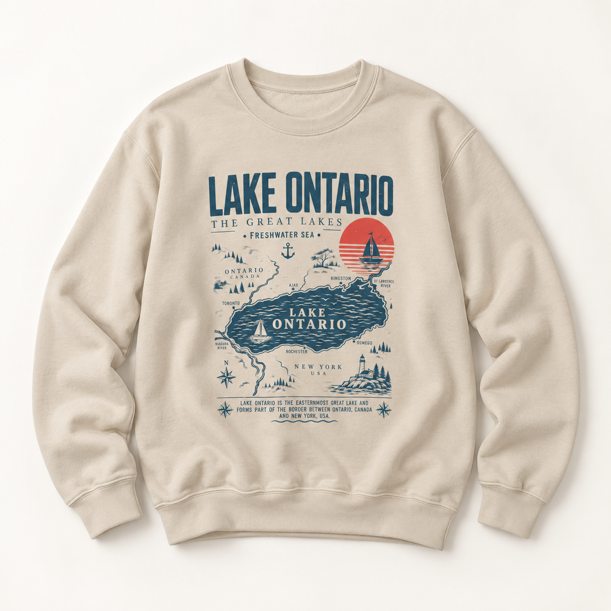 Lake Ontario Graphic Sweatshirt – Vintage Map Crewneck