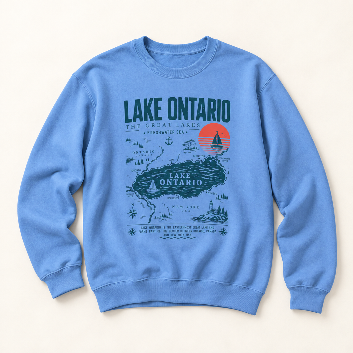 Lake Ontario Graphic Sweatshirt – Vintage Map Crewneck