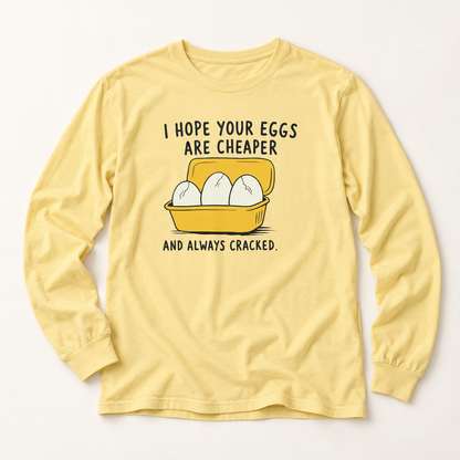 Cracked Eggs Long Sleeve T-Shirt – Soft Cotton Graphic Tee | Funny Activist Equality Political Shirt