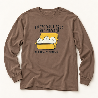 Cracked Eggs Long Sleeve T-Shirt – Soft Cotton Graphic Tee | Funny Activist Equality Political Shirt