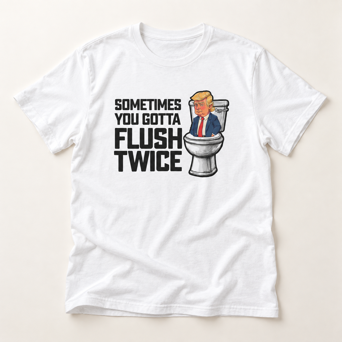 Sometimes You Gotta Flush Twice - Anti Trump - T-Shirt